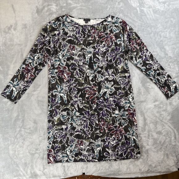 J.Jill Wearever Collection Sz Medium Shift Dress 3/4 Sleeves Round Neck Floral - Picture 1 of 5